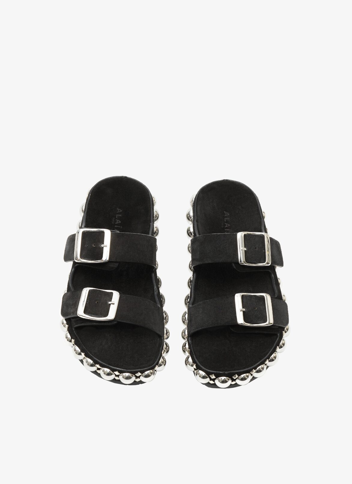 VELVET LEATHER MULTI-STRAP BOMBE MULES ALAÏA BLACK VELVET LEATHER MULTI-STRAP BOMBE MULES